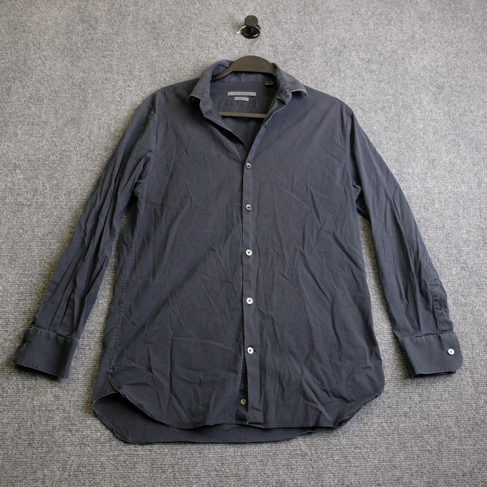 John Varvatos Button Down Shirt Mens 15.5 Black Slim Fit Long Sleeve Designer